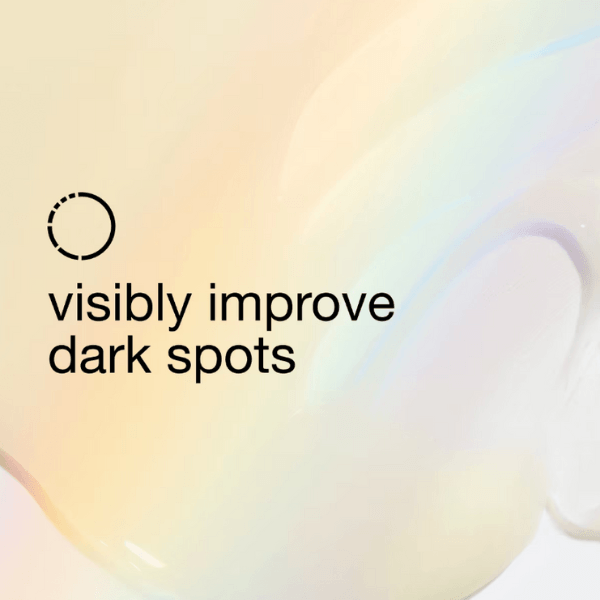 سرم ضد لک قوی کلینیک (Clinique Even Better Clinical) | روشن کننده و از بین برنده تیرگی 4 اسلاید تبلیغاتی سرم کلینیک Even Better Clinical با پیام visibly improve dark spots روی پسزمینه رنگین